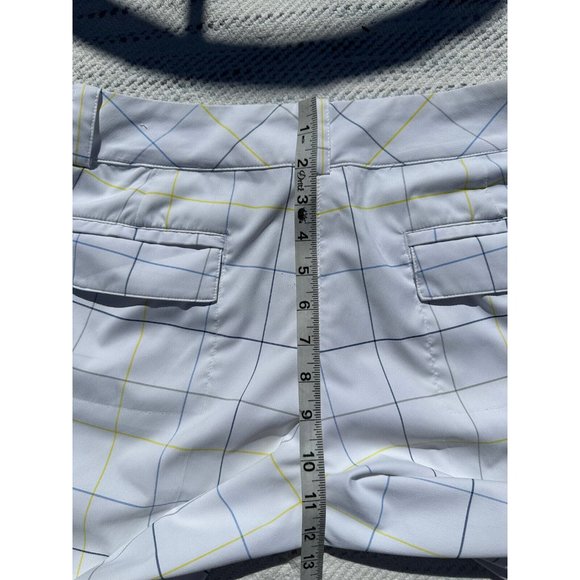 NIKE GOLF Shorts Medium White Blue Striped Chino Embroidered Swoosh Dri-Fit Mens - Picture 14 of 16